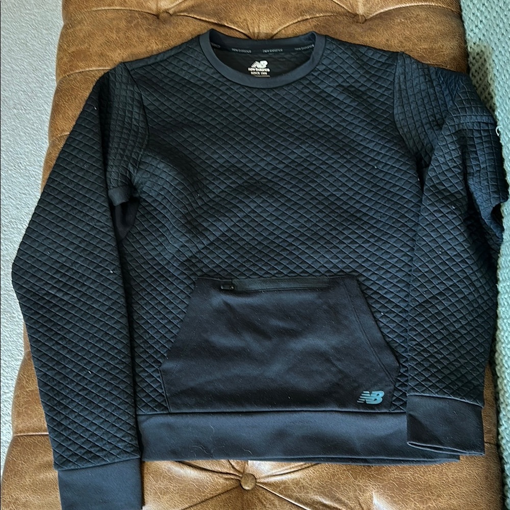 New Balance Black Crewneck Quilted Sweater